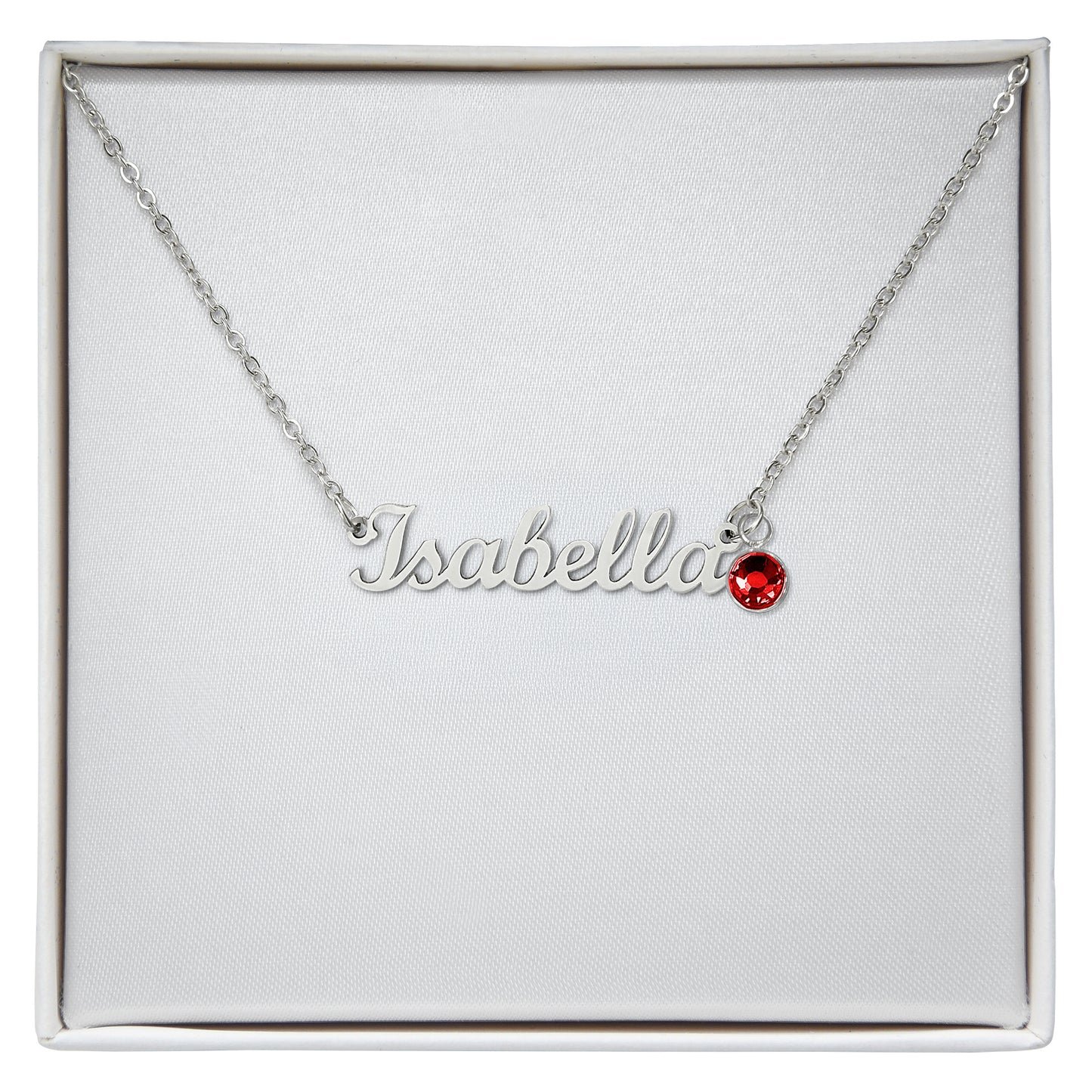 Custom Name Necklace with Birthstone – Personalized Cursive Pendant