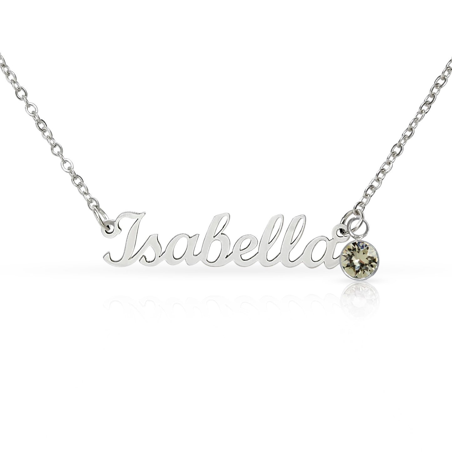 Custom Name Necklace with Birthstone – Personalized Cursive Pendant