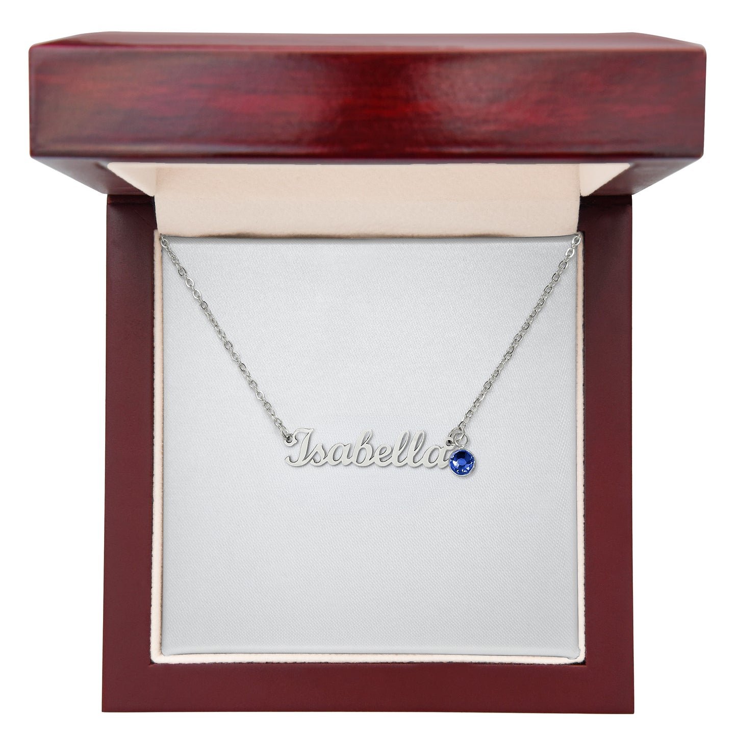 Custom Name Necklace with Birthstone – Personalized Cursive Pendant