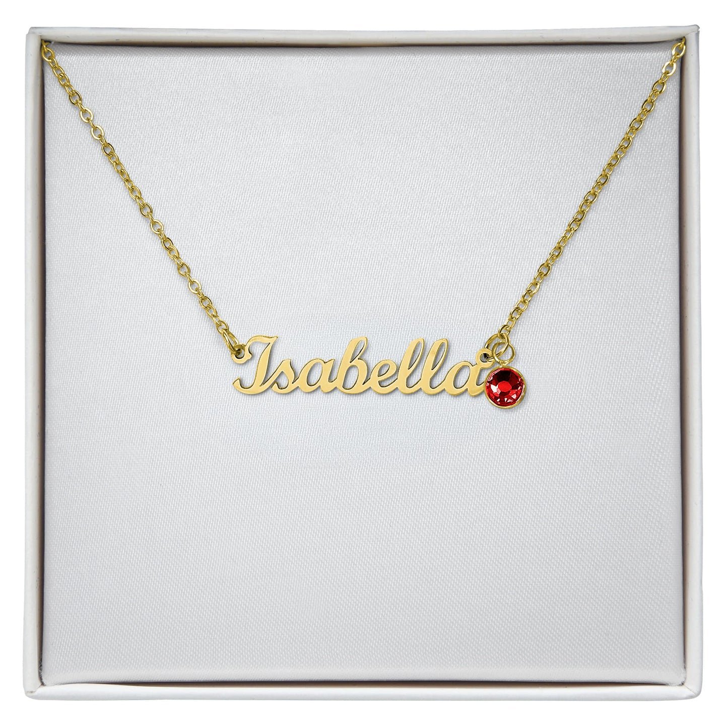 Custom Name Necklace with Birthstone – Personalized Cursive Pendant