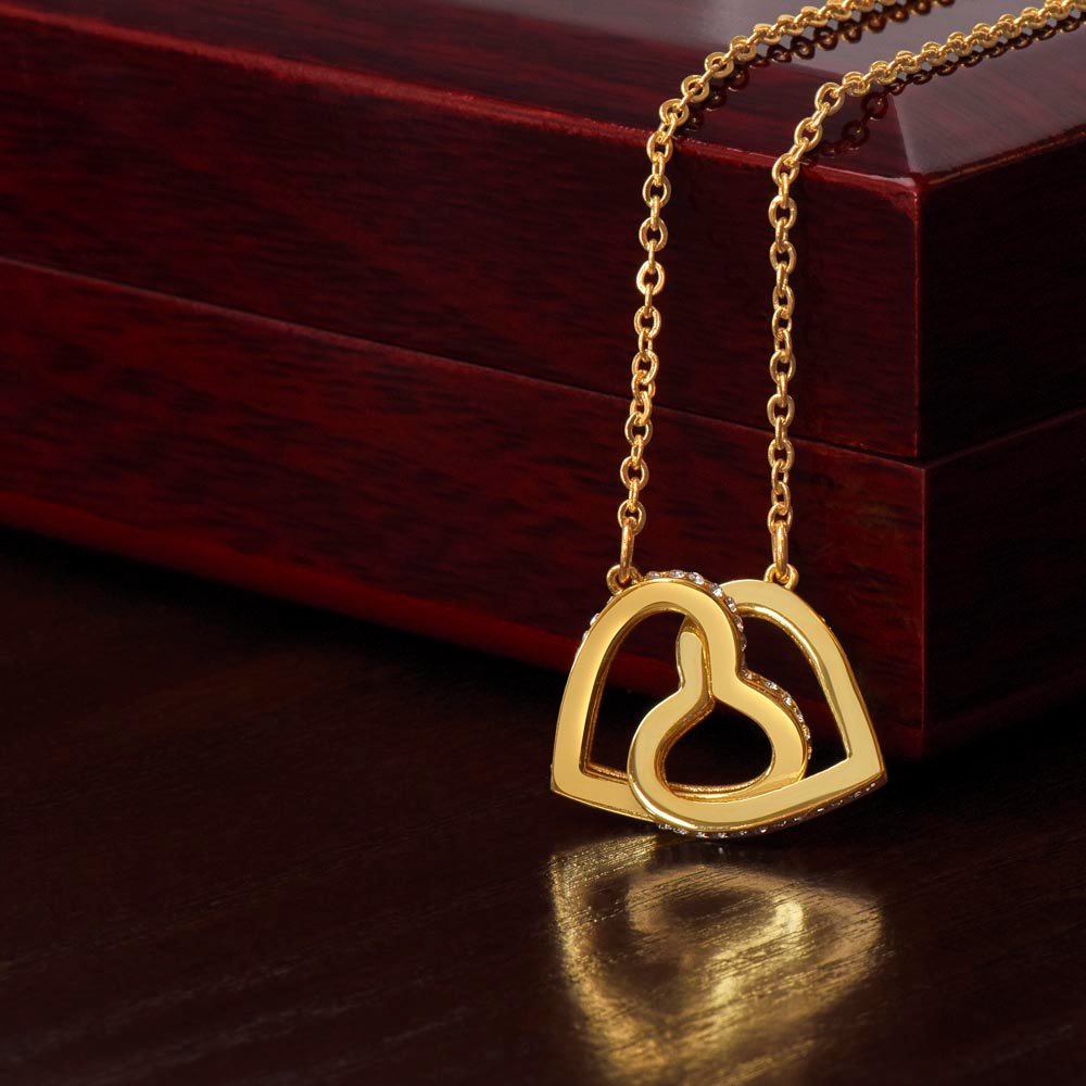 Interlocking Hearts Necklace – CZ Crystal Pendant Gift for Her