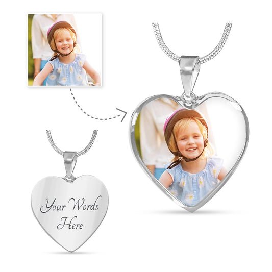 Custom Photo Heart Necklace – Personalized Engraved Pendant